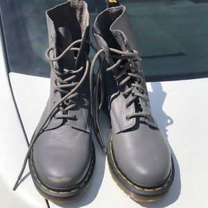 Grey doc martens
